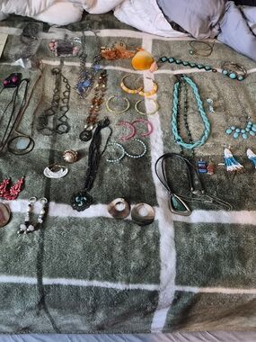 Assorted Turquoise and Silver Statement Necklace - Unbranded